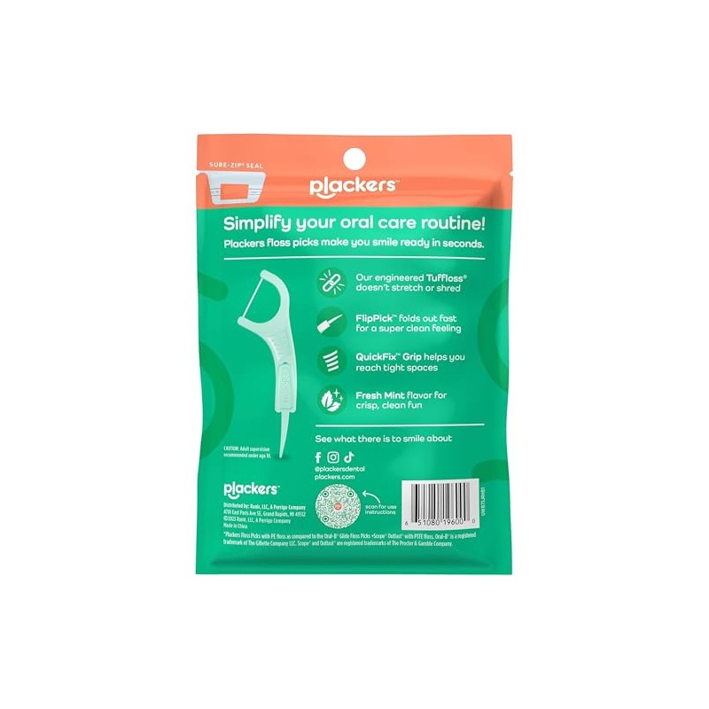 Plukers Micro Mint refresca el aliento, dental Flossers menta 90