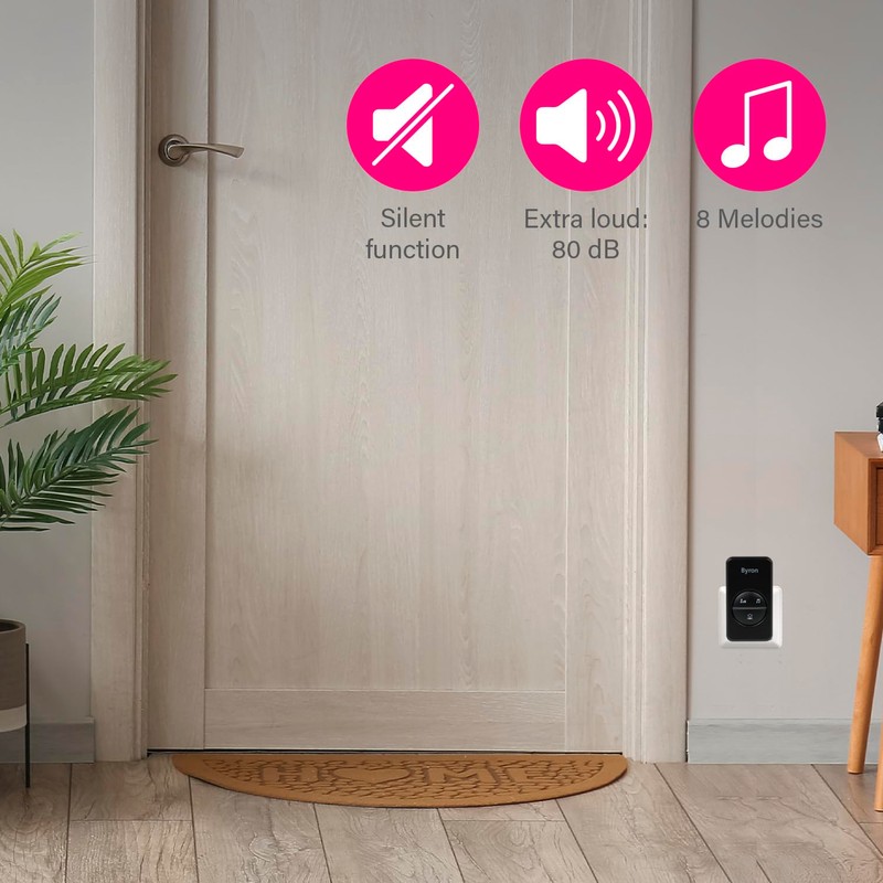 Byron DBY-23452BS Wireless Doorbell Set - Kinetic Energy - Black