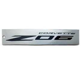 C8 Corvette ZO6 Silver Steel Magnet Emblem Dusted Chrome Powder Finish 7.5" by 1.75" Z06