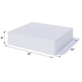Foamy Foam 3Pack High Density 6 inch Thick, 22 inch Wide, 22 inch Long Upholstery Foam, Cushion Replacement