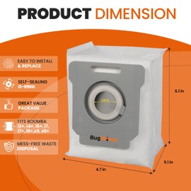 12 Pack Vacuum Replacement Bags | Effective Dust Filtration & Compatible with iRobot Vacuum Bags & Roomba Vacuum Bags I, S & J Series | Automatic Dirt Disposal Bags