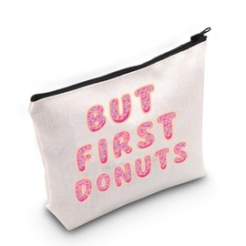 JXGZSO Funny Dount Makeup Bag But First Donuts Cosmetic Bag Sweet Donuts Pouch Bag Foodies Inspired Gift, But First Donuts