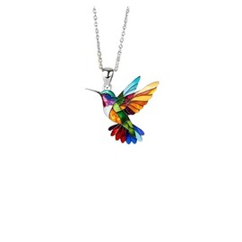 Colour Bird Hummingbird Earrings Necklace Acrylic Retro Bird Necklace Earrings Bird Lovers-Colour N