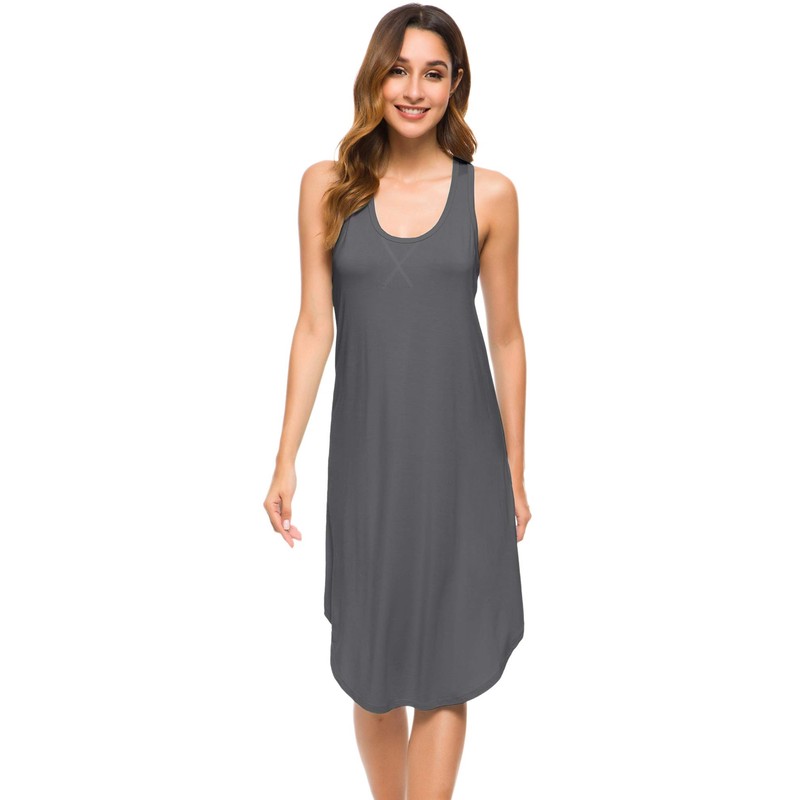 WiWi Womens Soft Pajamas Sleeveless Racerback Nightgown Full Slips Sleepshirts