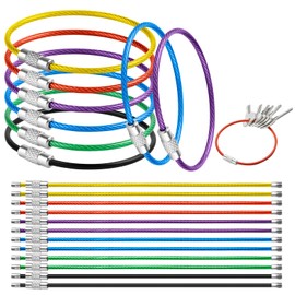 Supkiir 180 Pcs Wire Keychains, 6 inch Stainless Steel Cable Key Chain Bulk, Metal Cable Wire Key Ring for Hiking Camping Hanging Luggage Tags Keys and ID Tag Keepers (2mm)