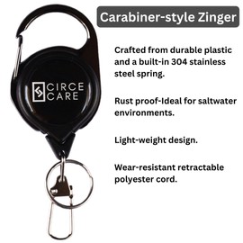 CIRCE CARE Retractable Multitool Holder Heavy Duty-Keychain, Carabiner Badge Holder Retractable Clip, Pee Cloth holder, Fly Fishing Tool Zinger Retractor Key Reel Holder with Key Ring & Buckle, Black