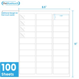 THEBLUETOUCH 100 Sheets Printable Address Labels, 1" x 2-5/8", 30 Stickers per Sheet, Mailing Stickers for Envelopes (3000 Labels)