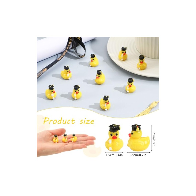 60 Pcs Mini Graduation Ducks,Tiny Resin Grad Ducks Figures Bulk