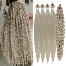 Silver Braiding Hair Pre Stretched Red Curly Deep Wave Braids Bohemian Hair Prestretched Ez Braid Knotless Synthetic Non Toxic Hypoallergenic