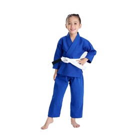 JUST YEARN Kids BJJ GI, Youth IBJJF Children’s Students Brazilian Jiujitsu Gi kimono Pre-washed Fabric Belt Not Included., Blue, M2