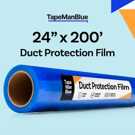 Duct Protection Film, 24 inch x 200 feet, Made in USA, Temporary Protective Film for HVAC Ductwork, Blue Self Adhesive Duct Protector Film with Clean Removal (Blue, 24 inch x 200 feet)
