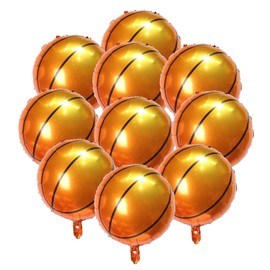BIEUFBJI 10-Piece 18 Inch Basketball Balloons - Orange, Gold - Sports Event - Men's Basketball Theme Party Decoration for Boys, Children