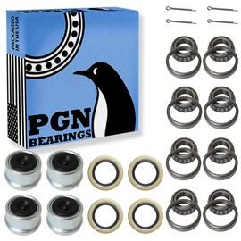 PGN (2 Pack) L44643 Bearing Kit - High-Speed & Quiet Rotation Trailer Axle Kit for Trailer Wheels and More - L44643/L44610 and 12192TB Seal OD 1.980'' - Dust Covers and Cotter Pins - Fits for 1"