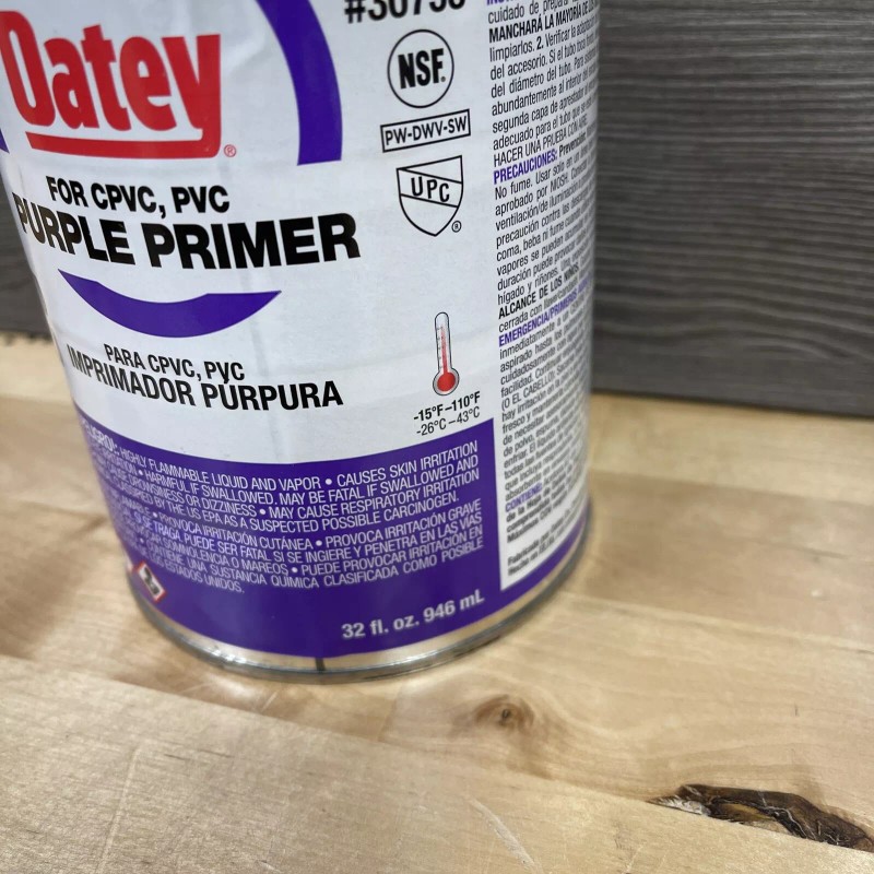 Oatey 30758 Purple Primer For CPVC, PVC 32oz New