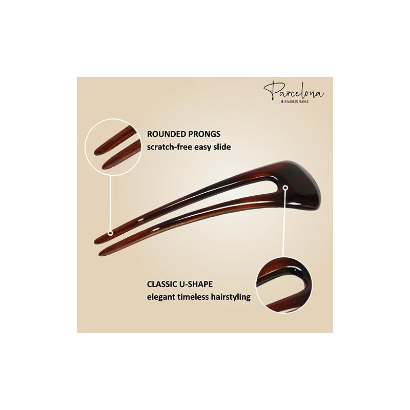 Parcelona French Long Duo Tortoise Shell Marrón Grande 12,1 cm