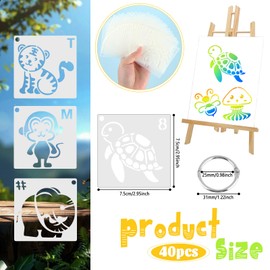 Pack of 40 Animal Stencils Animal Painting Stencils Children, Reusable DIY Stencils Children, 7.5 x 7.5 cm Stencils for Painting, Stencil Stencils for DIY Scrapbooks, Photo Album