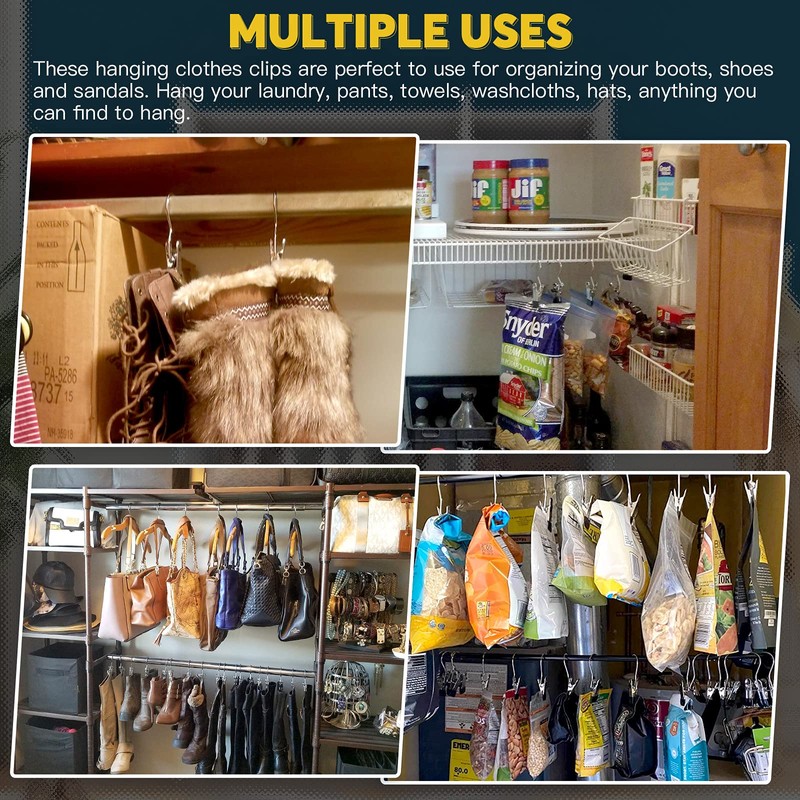 Mardatt 20Pcs Multi Purposes Laundry Hanging Hooks Clips Set Include