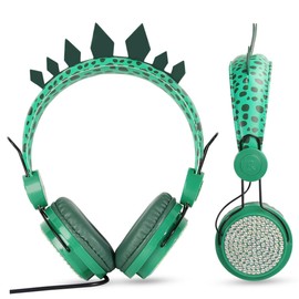 SHOWERORO Over Ear Headphone with Microphone Adorable Dinosaur Design Volume for Hearing Protection Durable Cable Compatible with Laptop Tablet and Smartphone