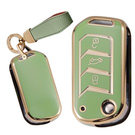 TECART Fold Smart Key Fob Case Shell Fit for Mahindra MARAZZO Scorpio S3 S7 S9 S11 TPU Car Key Accessories 3 Button Green