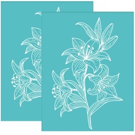 OLYCRAFT 2pcs Silk Screen Printing Stencils Lily Flower Silkscreen Stencil Self-Adhesive Reusable Floral Paint Stencil Mesh Transfers for Printing on Wood Fabric T-Shirts DIY Decoration - 8.5x11 Inch