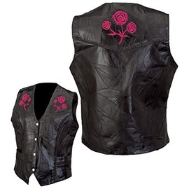 Diamond Plate Ladies Genuine Buffalo Leather Vest Lg