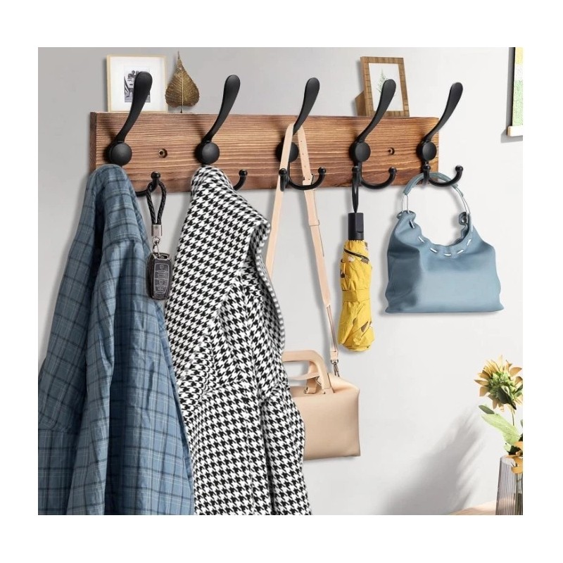 Kuhome Coat Rack Wall Mount Wooden Hat Rack for Wall