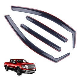 in-Channel Window Visors Rain Guards FIT Nissan Titan 2017-2025 Crew Cab (2017-2025) – 4-Piece in-Channel Dark-Smoke Polycarbonate Vent Deflectors