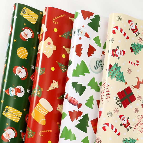 YOGINGO Christmas Wrapping Paper for Kids & Adults - Xmas