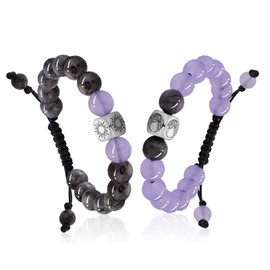 Long Distance Relationship Gifts Stainless Steel Nature Stone Bead Bracelets for Couple Lover Jewelry Space Design Gift