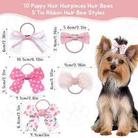 Dog Hair Bow Bowknot 10 Pack Sakura Pink Dog Hair Bow Cute Dogs Hairs Bows with Rubber Bands Small Size Dogs Bows for Puppies Cat Pet