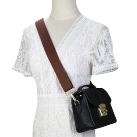 Allzedream Thick Purse Strap Wide Adjustable Replacement Crossbody Bag Handbag (Dark Brown-Gold Hardware)