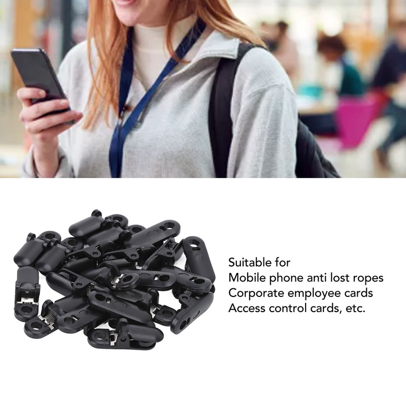 20pcs Hearing Aid Lanyard Clip Black ABS Clip Replacement Accessory