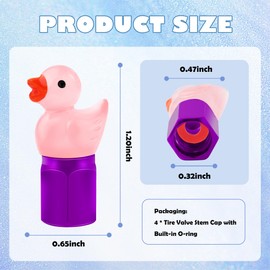 4PCS Auto Tire Valve Stem Caps,Glow in The Dark Cute Duck Valve Caps for Car Tires,Universal Car Tire Air Caps Replacement Car Decorations for Most Trucks Motorcycles Bicycles (Pink)