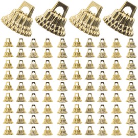 Veemoon 200 Stück Weihnachtsornamentkappen Weihnachtsdekoration Kugelanhänger Kappen Runde Ornamentkappe Für DIY-Dekorationen – Golden