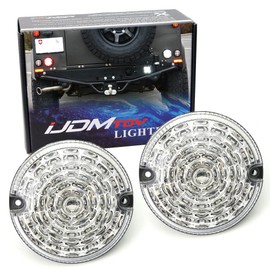 iJDMTOY 95mm NAS Style Clear Lens Full LED Upgrade Kit Compatible With Land Rover Defender LD (Fit Backup/Reverse & Rear Fog Light Assemblies)