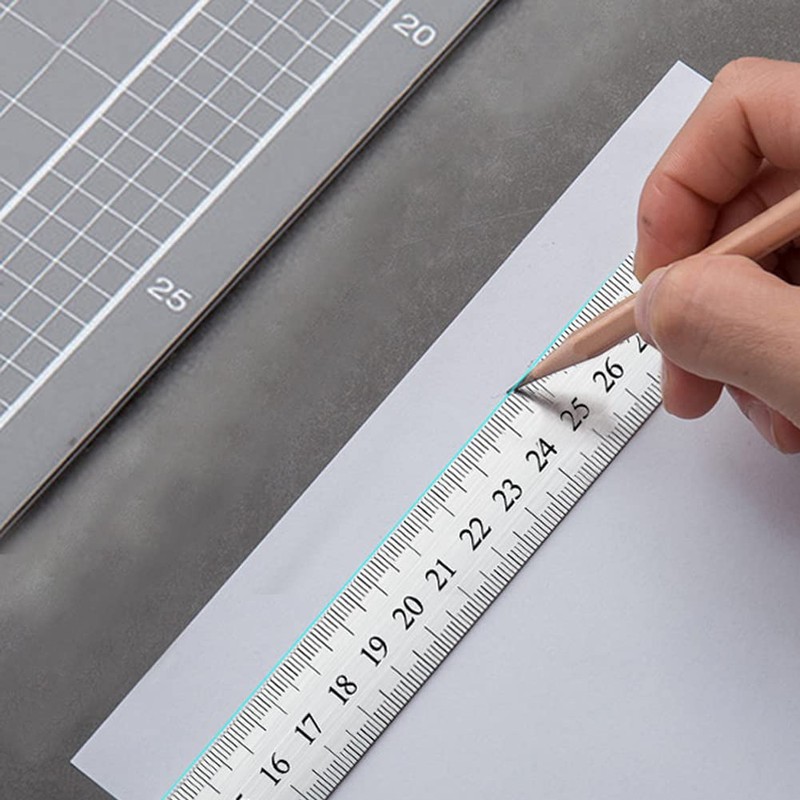 Hegebeck Stainless Steel Metric/Inch Straight Ruler 30cm/12 Inch Double Sided