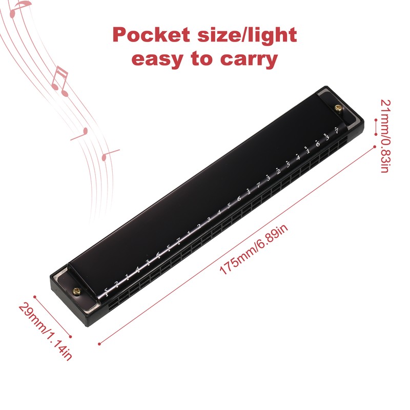 Harmonica Professional Harp Armonica Key of C 24 Hole Polyphony