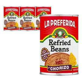 La Preferida Chorizo Refried Beans (Made with Real Pork & Beef, No Preservatives) – Heat & Serve for an Instant Side Dish or Add to Enchiladas, Tostadas & More,16 oz. (Pack of 3)