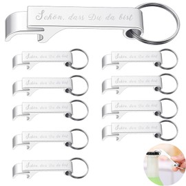 AXERHK 20 Stück Flaschenöffner Schlüsselanhänger, Custom-Taschengröße Flaschenöffner Bierflaschenöffner Bieröffner Kapselheber für Hochzeitsfeier Taufe Gästegeschenke(Schön, dass Du da bist)