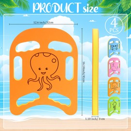 Foilswirl 4 Pcs Swim Kickboard for Kids Cartoon Swimming Training Kick Board Lightweight Pool Exercise Equipment with 6 Hole Handle for Kids Swimming Beginner Lessons(Multicolor, Sea Animals)