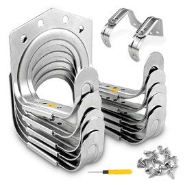 GZcaiyun Pack of 5 Garden Tool Holder Hooks, Telescopic Tool Holder, Heavy Duty Double Hooks for Garage, Garden, Bicycle Shed, with 20 Screws, 1 Screwdriver (Silver)