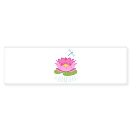 CafePress Lotus Flower Plant Dragon Fly Lily Pad Namaste Bum 10"x3" Rectangle Vinyl Bumper Sticker Car Decal
