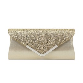 Syrads Women's Pochette Glitter Clutch Bag Evening Bag Fashionable Shoulder Bag Elegant Envelope Shoulder Bags,Gold