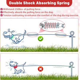 HaiYUAN Dog Tie Out Cable 10/15/20/25/30FT Dog Run Cable Rosy Pink/Blue/Purple/Silver/Red/Green/YellowTie Out Cable for Large Dogs Heavy Duty for Outside Hold Large Dogs Up to 250LBS