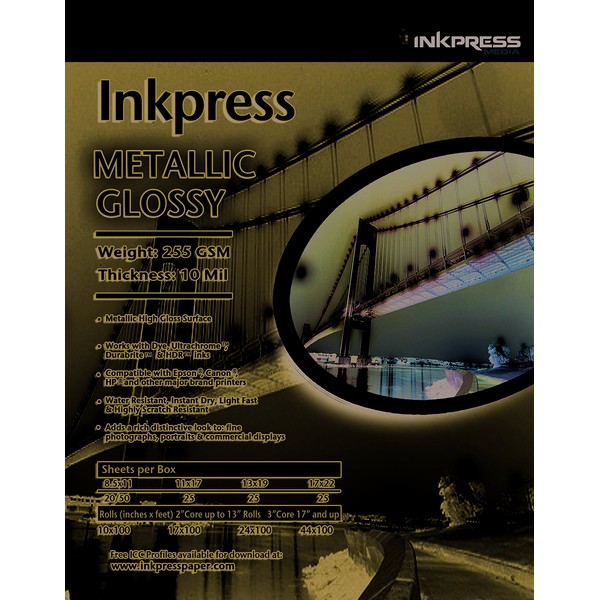 INKPRESS Media Metallic Paper Gloss 255 GSM, 10 mil Photo