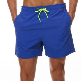 SONGDAI Men's Quick Drying Swim Trunks Elastic Waistband Swimming Shorts Men's Swimwear Mesh Lining Board Shorts Blue-XL