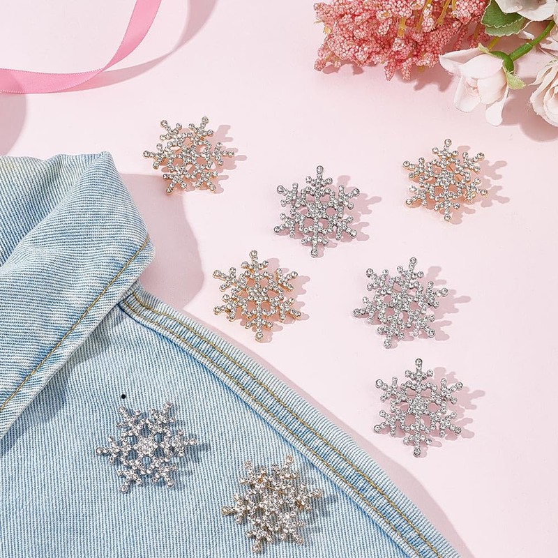 GORGECRAFT Pack of 10 2 Colours Christmas Snowflake Brooch Crystal