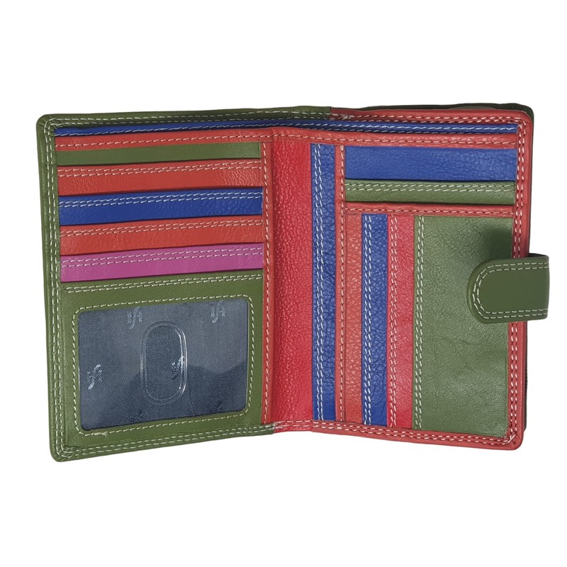 STARHIDE Womens RFID Blocking Compact Soft Leather Multi Coloured Purse