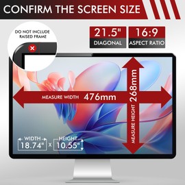 21.5 Inch Computer Privacy Filter for 16:9 Computer Monitor, SOPPY Removable Privacy Screen Protector, Anti Blue Light, Anti-Glare Computer Privacy Film for Monitor 21.5" HP Dell Acer Lenovo Asus