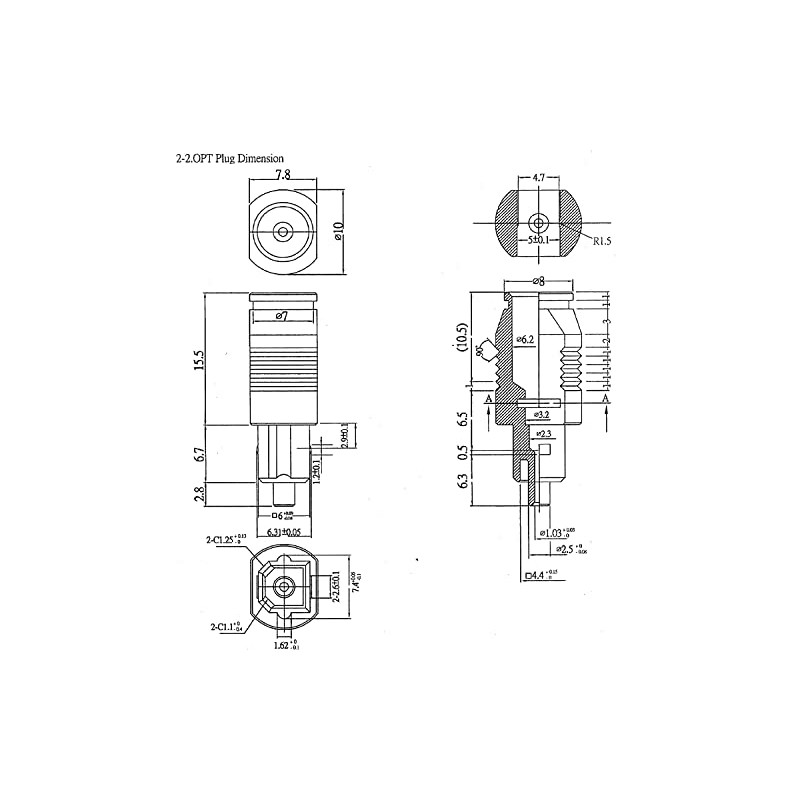 Optical Cable [Slim Type] Square Plug to Square Plug 0.5m